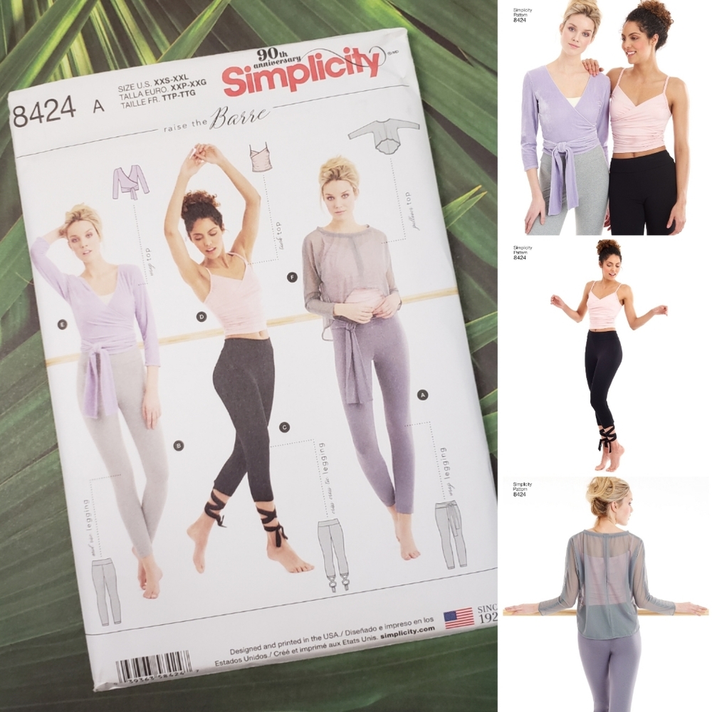 S8424 Barre Yoga Top Leggings Tank Wrap Pattern